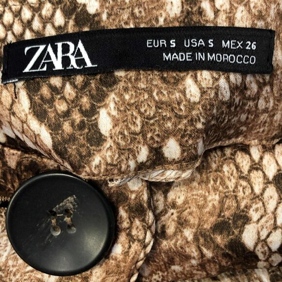 ZARA Silky Snake Print Button Down Front Maxi Skirt Tan S NWOT - Picture 6 of 6
